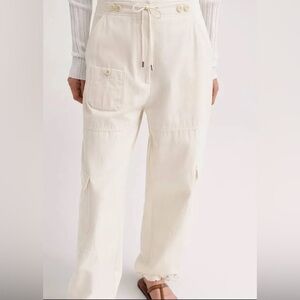 Toteme Mid-Waist Straight Drawstring Cotton Cargo Trousers